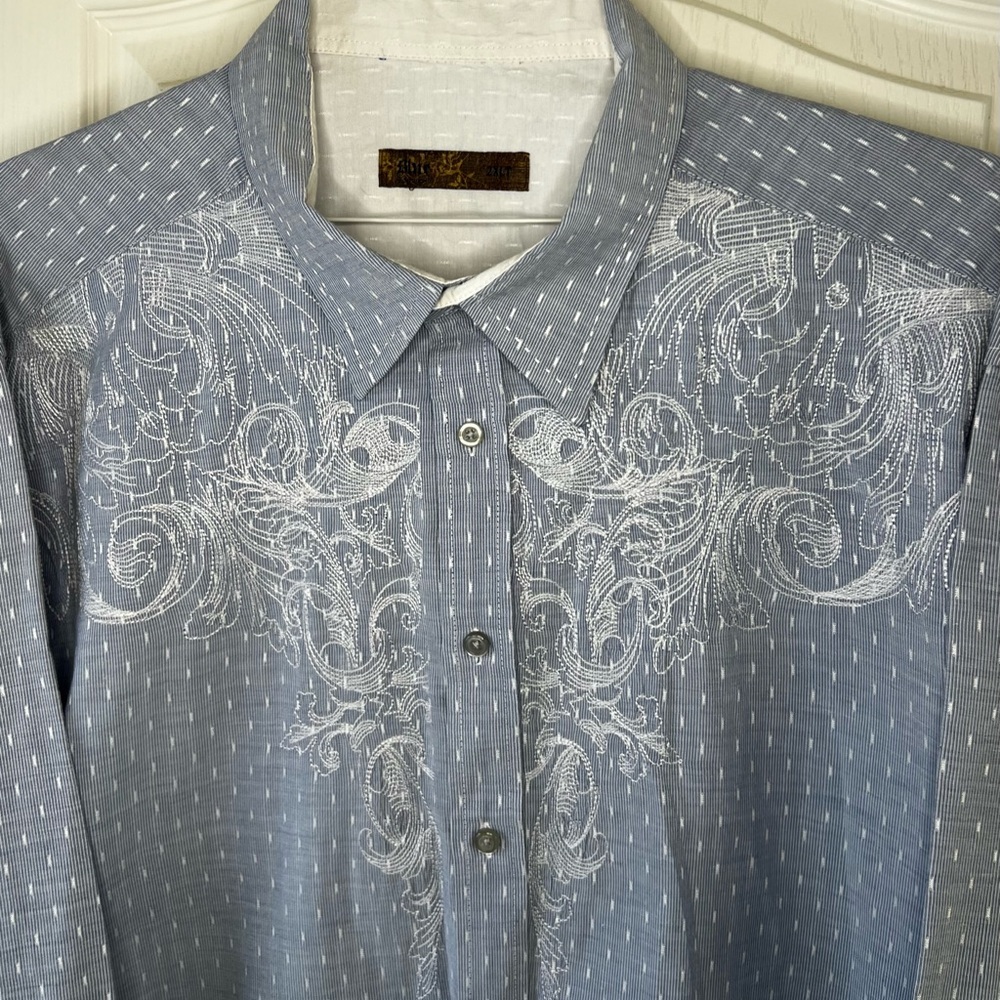 Blue Pronto Uomo 2XLT Embroidered Shirt - Picture 2 of 6